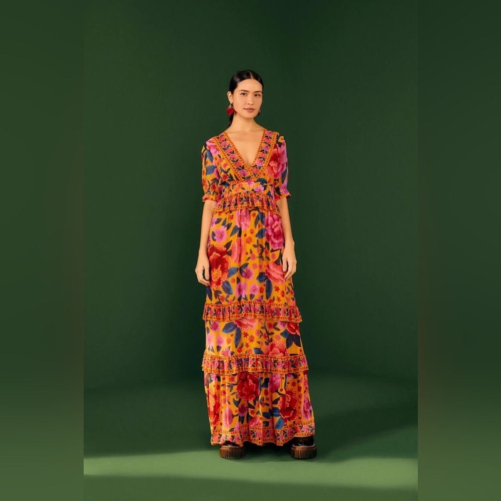 Bnwt Farm rio floral dream ruffle maxi dress